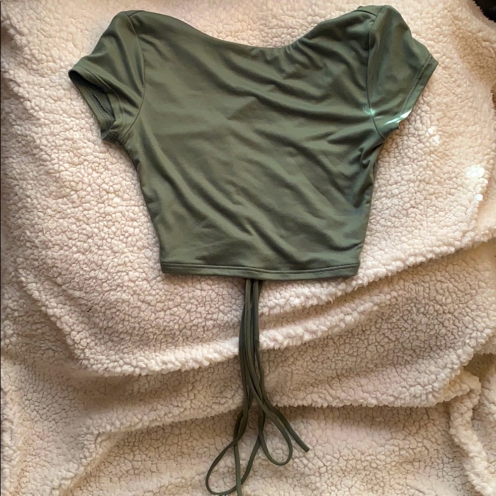 Olive Green Crop Top with Cut Outs